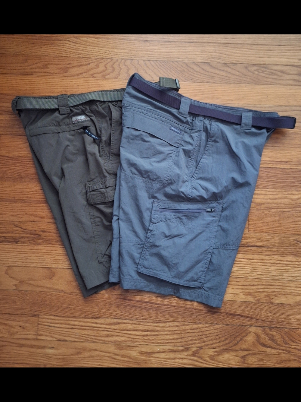 Men's Quick-Dry Hiking/Cargo Shorts - Steel and Olive - M size Med
